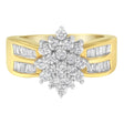 10K Yellow Gold 1.0 Cttw Marquise Composite Diamond Cluster Cocktail Ring (H-I Color, Si2-I1 Clarity) - Size 7 - Tuesday Morning-Rings