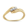 10K Yellow Gold Over .925 Sterling Silver 1/10 Cttw Diamond Three-Stone Bypass Fashion Cocktail Ring ( I-J Color, I2-I3 Clarity) - Size 6-1/2 - Tuesday Morning-Rings