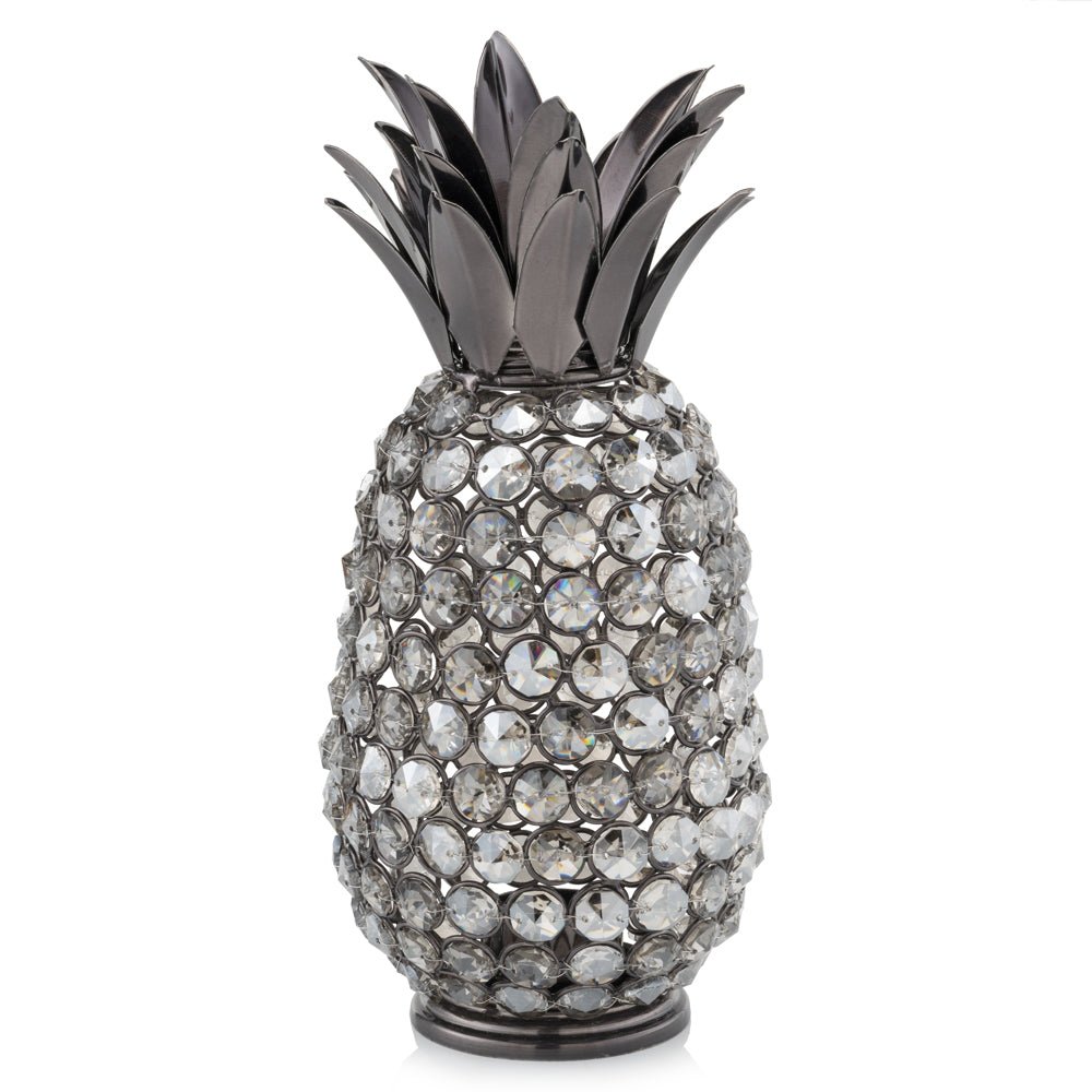 11" Faux Crystal Black And Nickel Pineapple Sculpture - Tuesday Morning-Sculptures