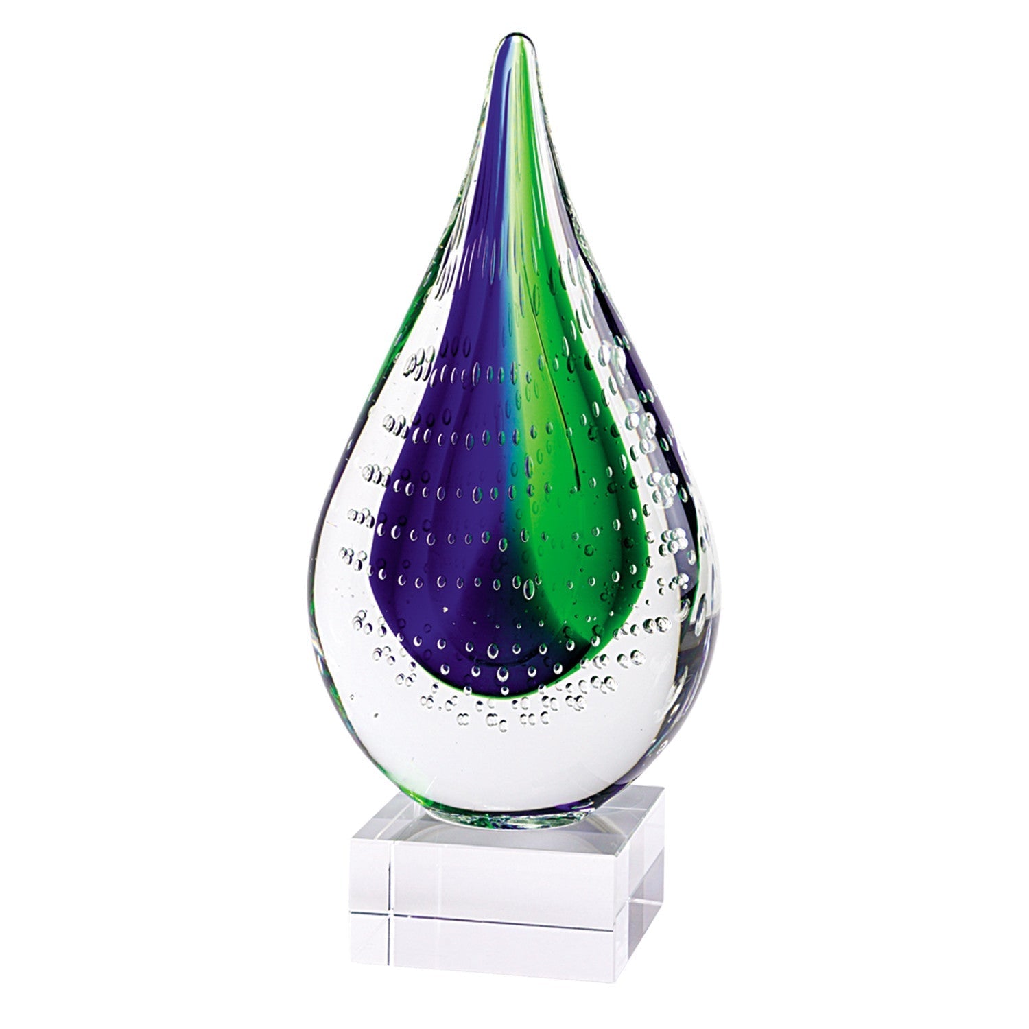 11 Mouth Blown Teardrop Centerpiece On Crystal Base - Tuesday Morning-Sculptures