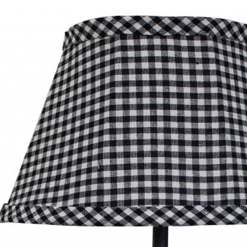 12" Black Rooster Mini Table Lamp With Black and White Gingham Shade - Tuesday Morning-Table Lamps
