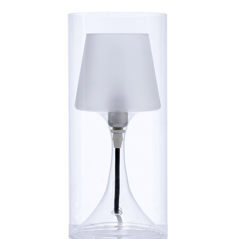 13" Clear Metal Bedside Table Lamp With Clear Shade - Tuesday Morning-Table Lamps