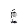 14" Matte Black Metal Arched Hanging Orb USB Table Lamp - Tuesday Morning-Table Lamps
