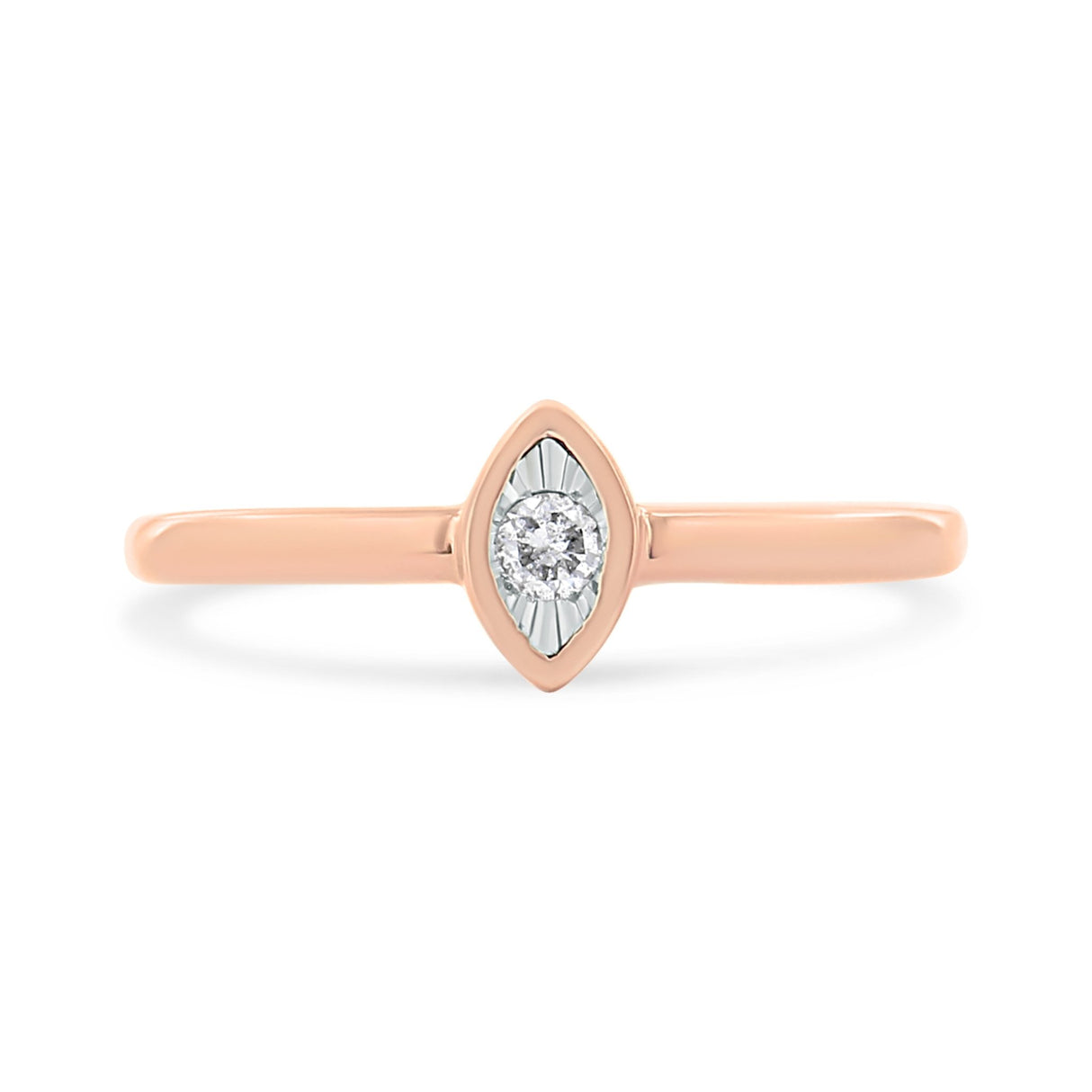 14K Rose Gold Plated .925 Sterling Silver Miracle Set Diamond Accent Pear Shape Promise Ring (J-K Color, I1-I2 Clarity) - Size 7 - Tuesday Morning-Rings