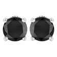 14K White Gold 1.00 Cttw Round Brilliant-Cut Black Diamond Classic 4-Prong Stud Earrings With Screw Backs (Fancy Color-Enhanced, I2-I3 Clarity) - Tuesday Morning-Stud Earrings