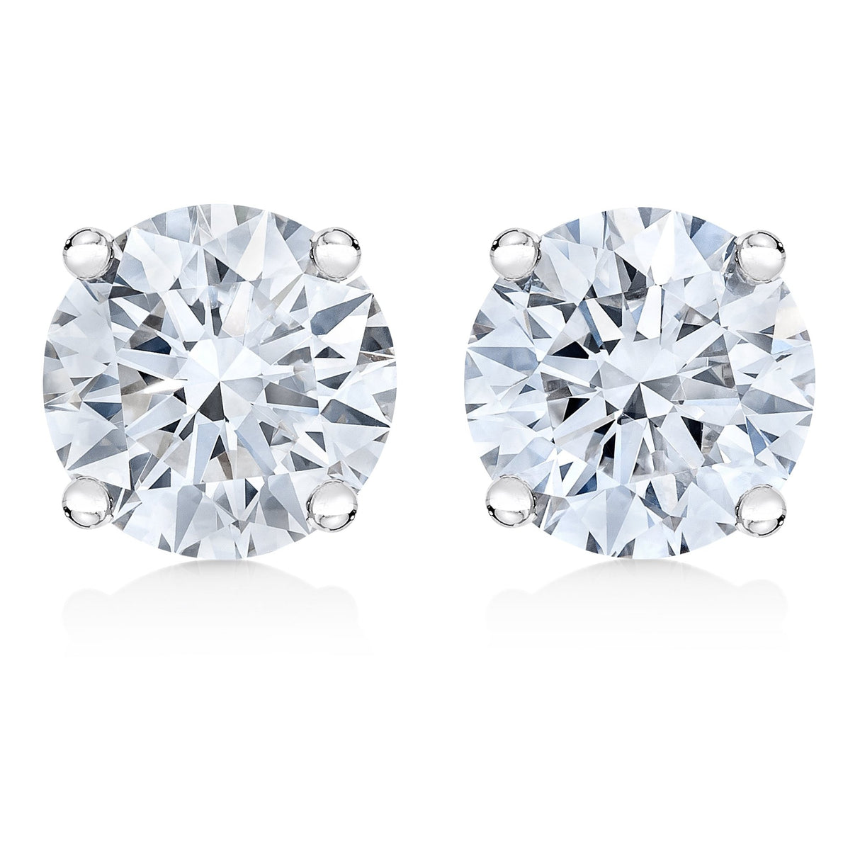 14K White Gold 1/2 Cttw 4-Prong Set Brilliant Round-Cut Solitaire Lab Grown Diamond Push Back Stud Earrings (F-G Color, Vs2-Si1 Clarity) - Tuesday Morning-Stud Earrings