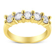 14K Yellow Gold Plated .925 Sterling Silver 1.0 Cttw Shared Prong-Set Round Diamond 5 Stone Band Ring (J-K Color, I1-I2 Clarity) - Size 6 - Tuesday Morning-Rings