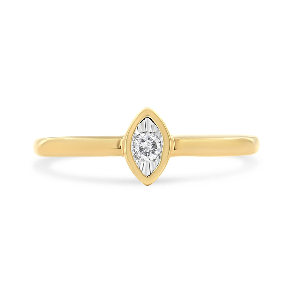 14K Yellow Gold Plated .925 Sterling Silver 1/20 Cttw Miracle Set Diamond Ring (J-K Color, I1-I2 Clarity) - Size 7 - Tuesday Morning-Rings