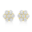 14K Yellow Gold Plated .925 Sterling Silver 1/4 Cttw Round Brilliant Cut Diamond Floral Cluster Screwback Stud Earrings (K-L Color, I2-I3 Clarity) - Tuesday Morning-Stud Earrings