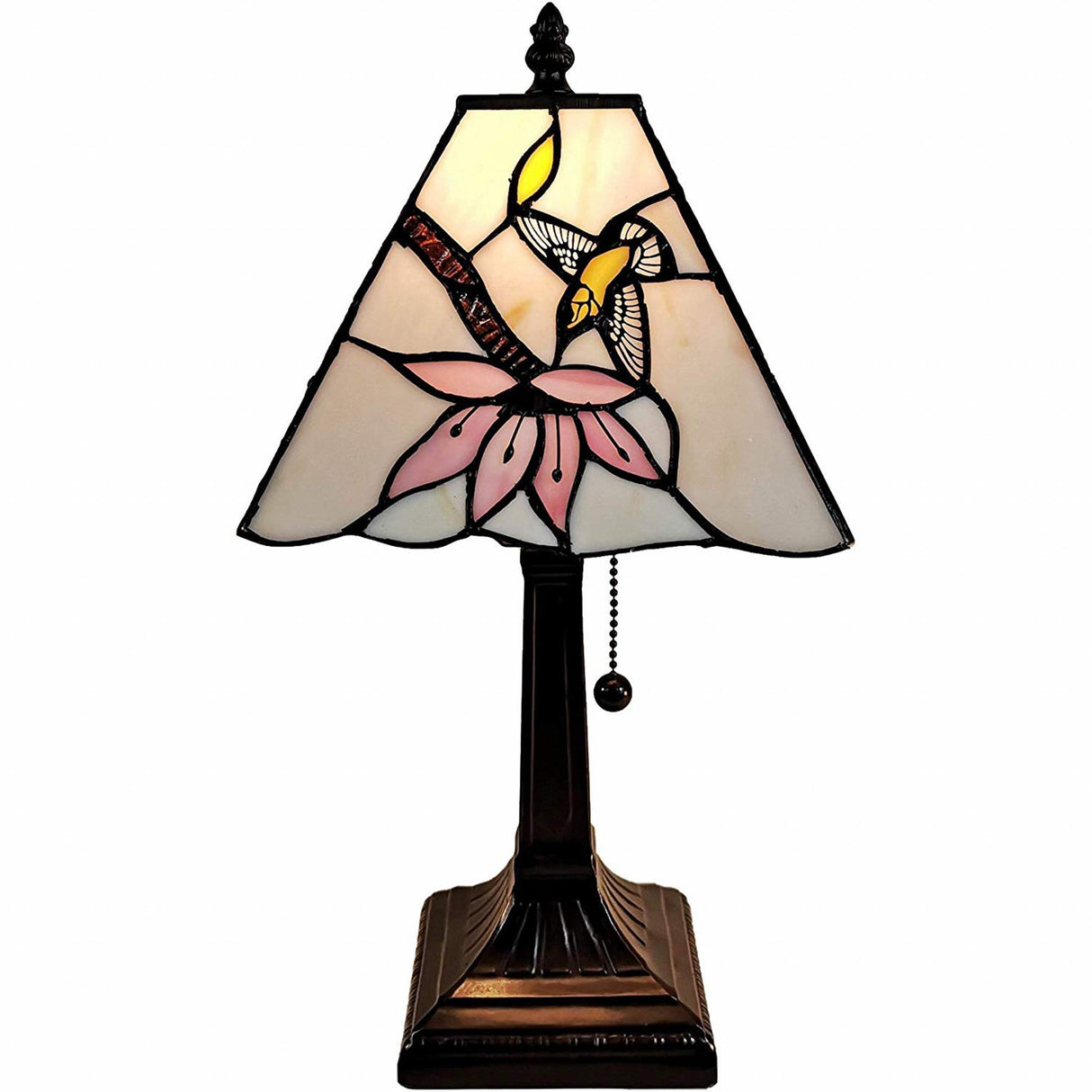 15" Tiffany Style Red Floral Hummingbird Table Lamp - Tuesday Morning-Table Lamps