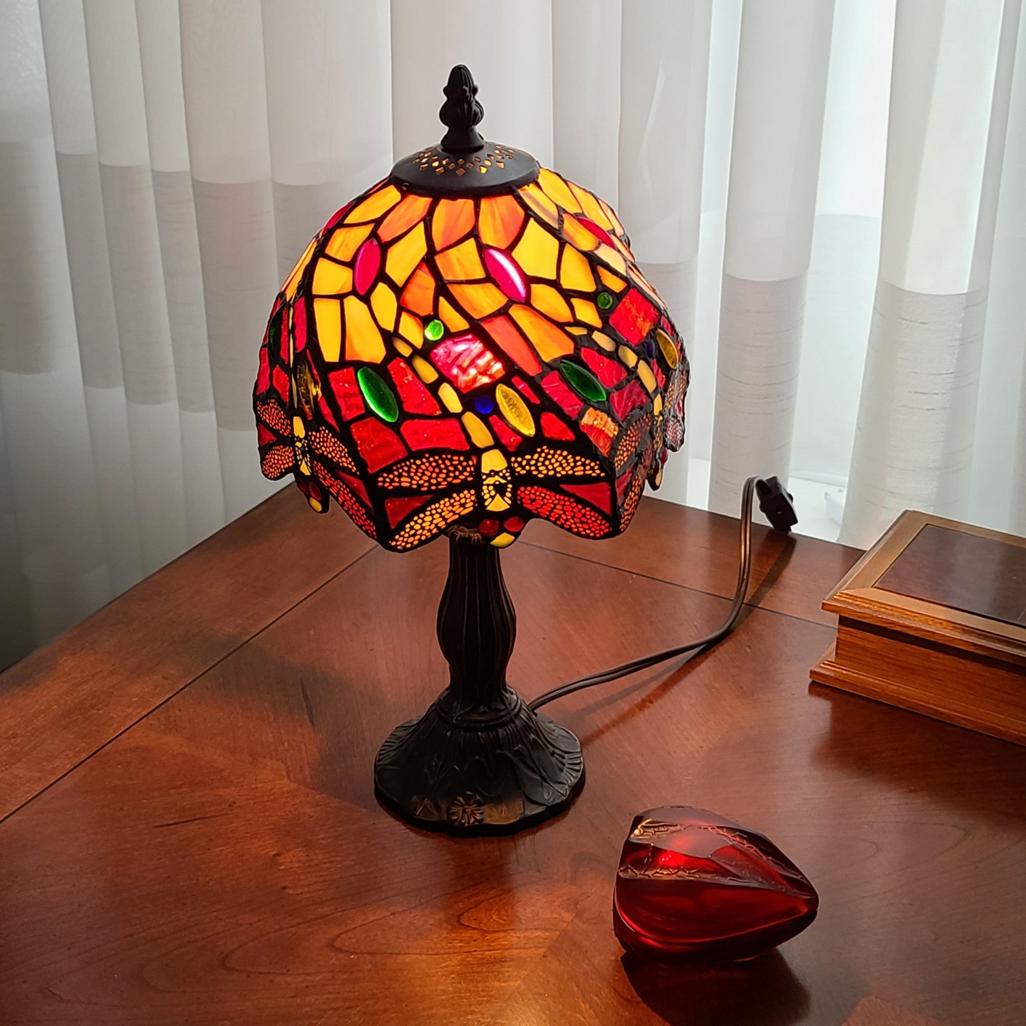 15" Tiffany Style Stained Glass Dragonflies Table Lamp - Tuesday Morning-Table Lamps