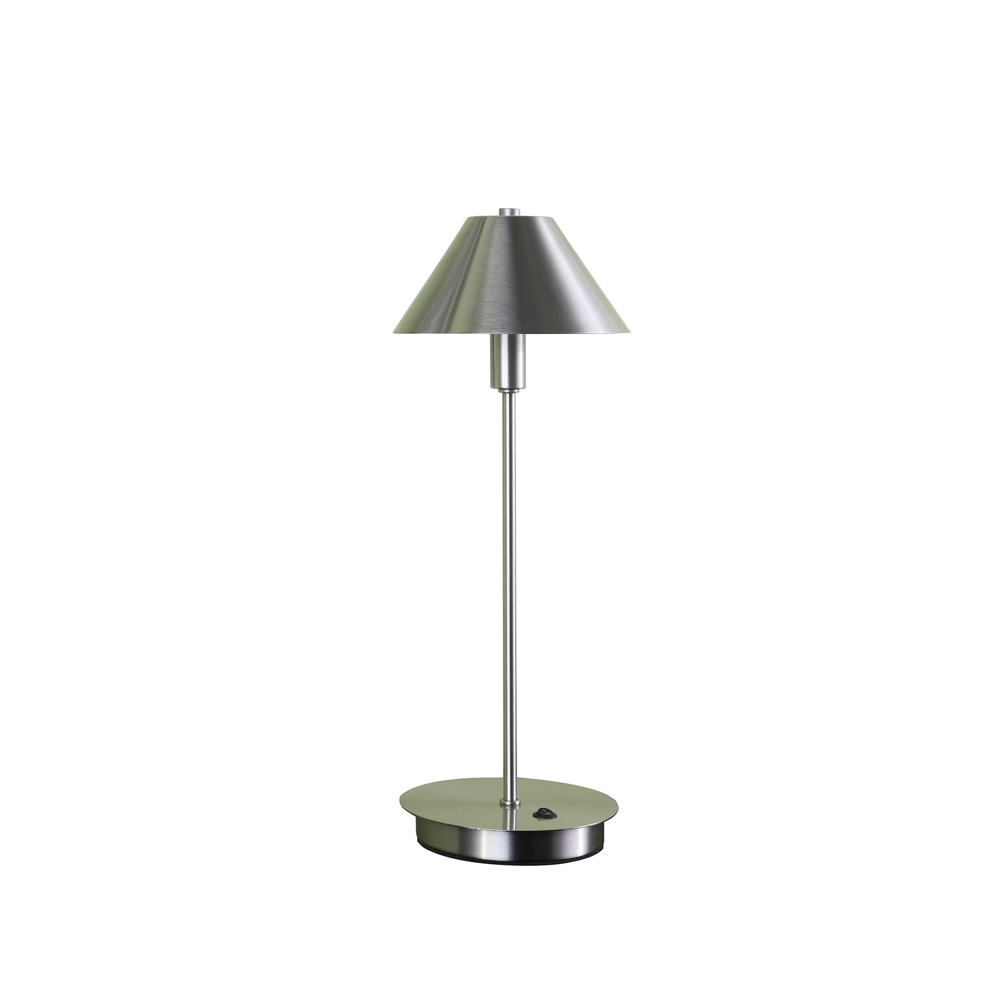 17" Silver Metal Bedside Table Lamp With Silver Cone Shade - Tuesday Morning-Table Lamps