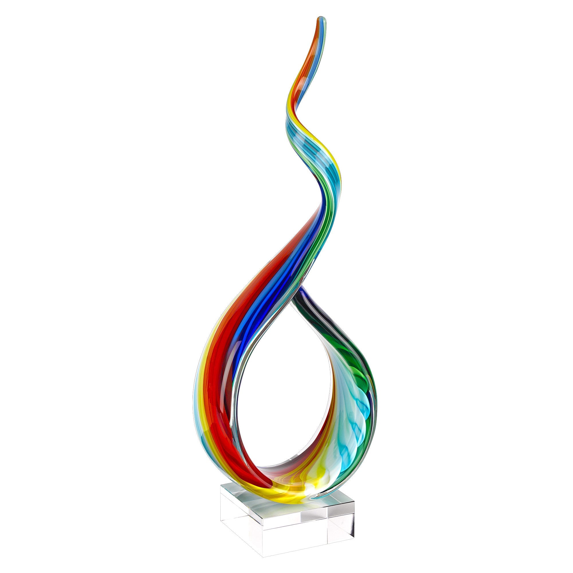18 Multicolor Art Glass Centerpiece On Crystal Base - Tuesday Morning-Sculptures