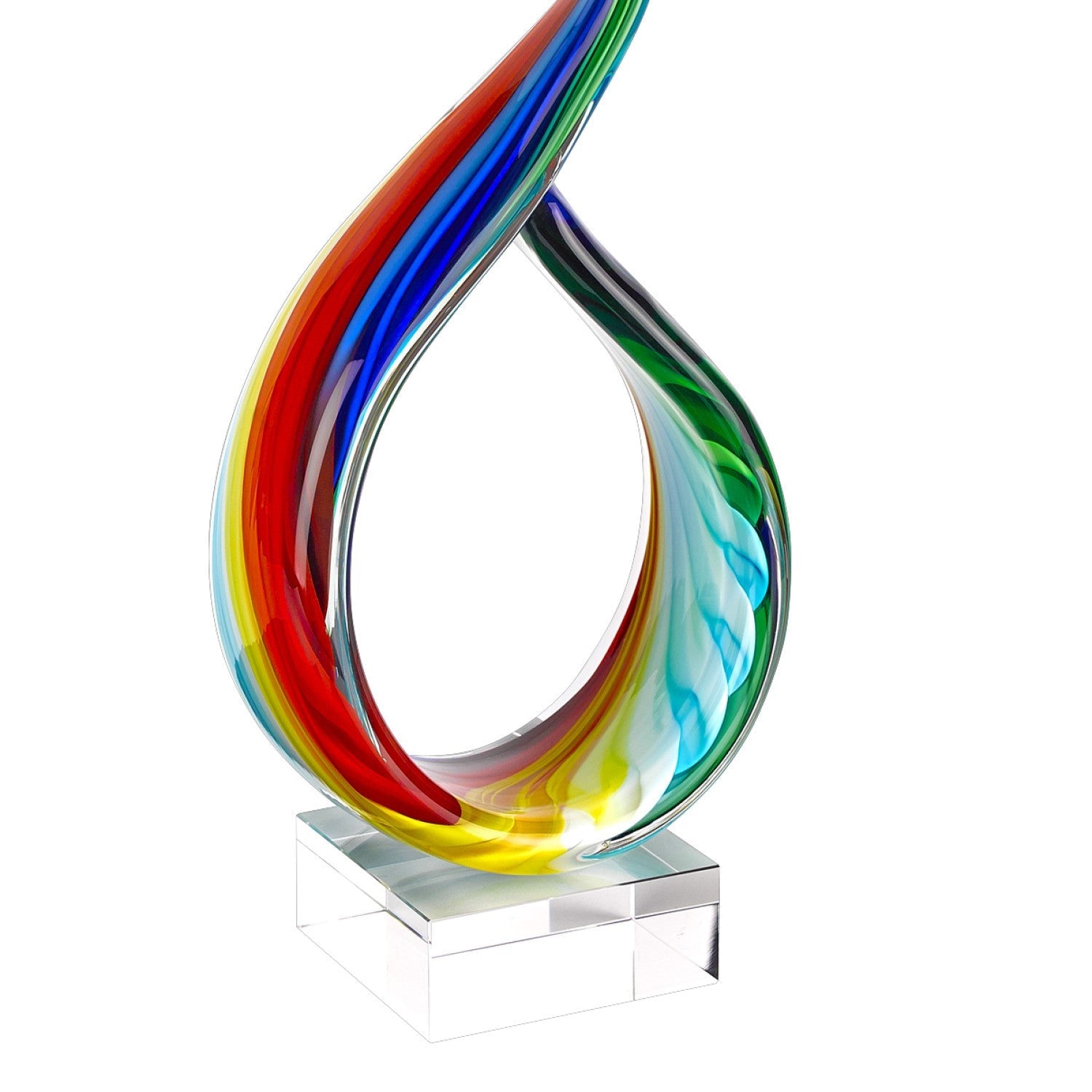 18 Multicolor Art Glass Centerpiece On Crystal Base - Tuesday Morning-Sculptures