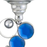 18" Silver and Blue Faux Crystal Bling Hurricane Candle Holder - Tuesday Morning-Candle Holders