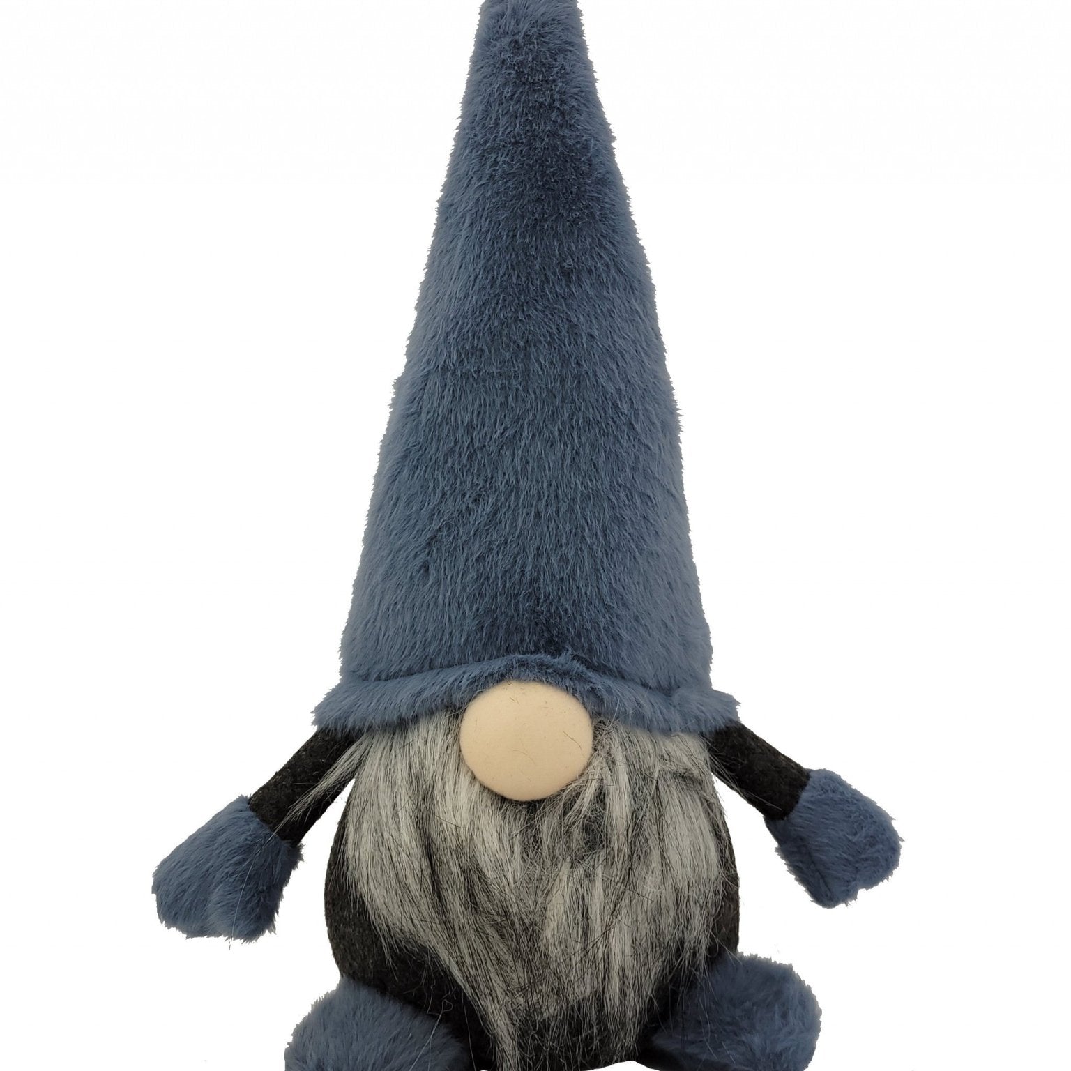 18" Slate Blue And Gray Fabric Standing Gnome Sculpture - Tuesday Morning-Sculptures