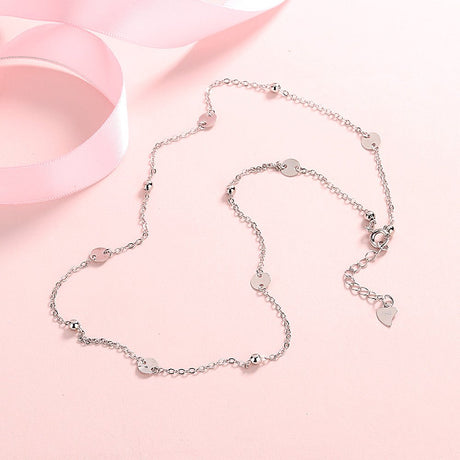 18K White Gold Disc Necklace - Tuesday Morning-Chain Necklaces
