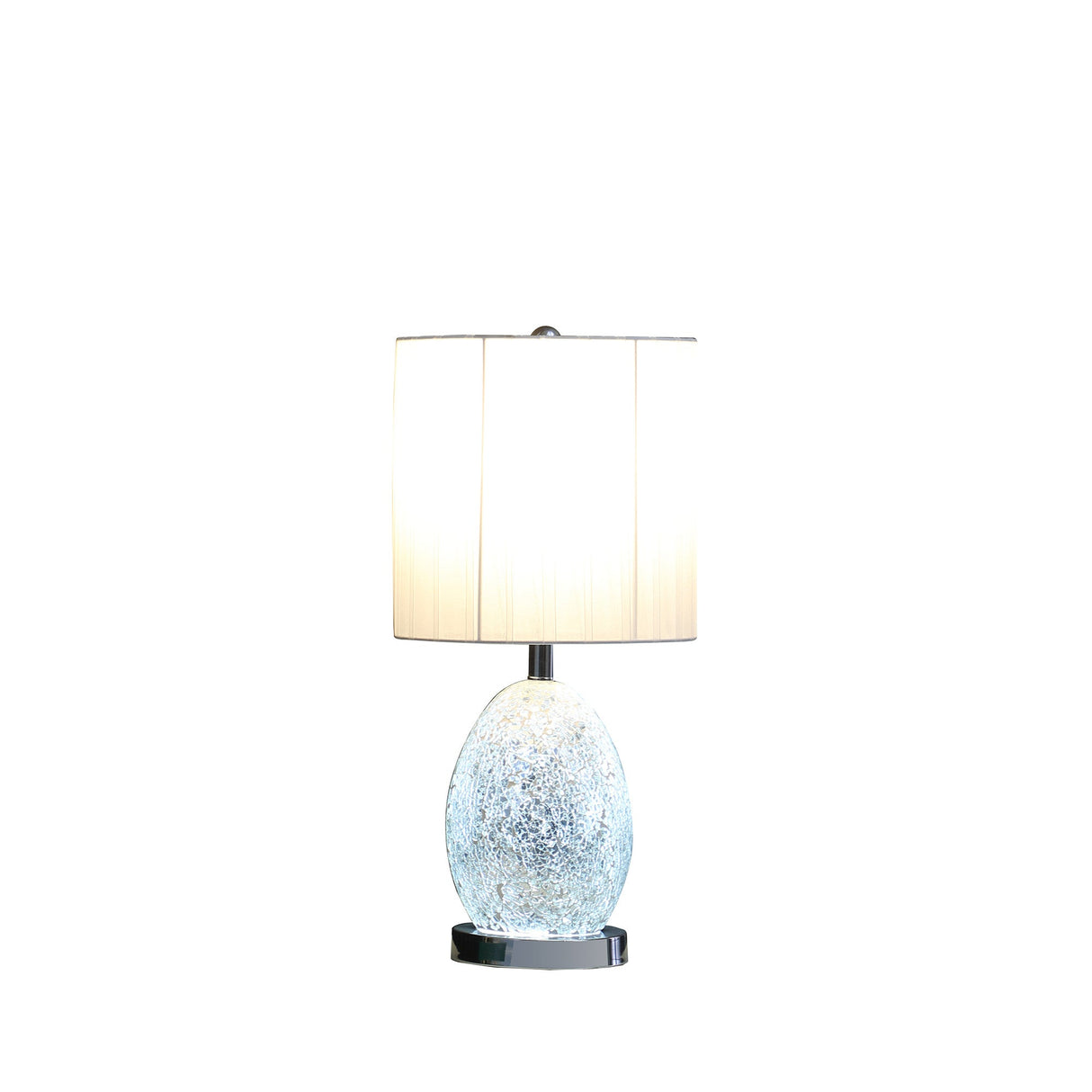 20" White Luster Mirrored Glass Table Lamp With Night Light - Tuesday Morning-Table Lamps