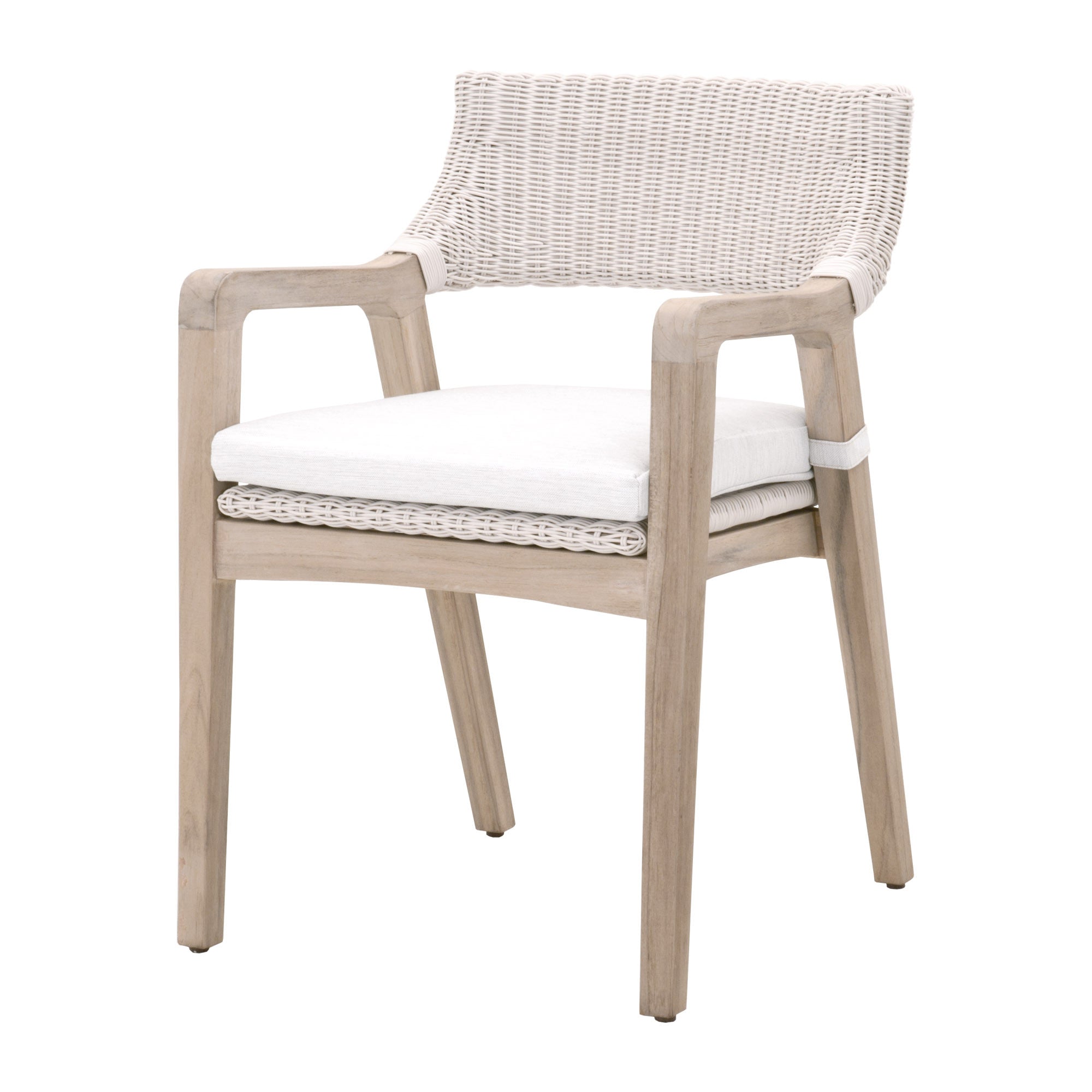22" Light Gray And Natural Solid Wood Dining Chair With White Cushion - Tuesday Morning-Outdoor Chairs