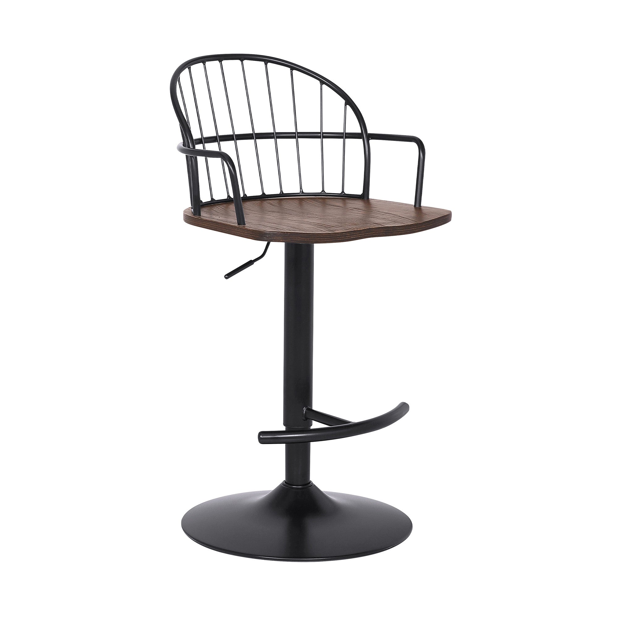 23" Brown And Black Iron Low Back Adjustable Height Bar Chair - Tuesday Morning-Bar Chairs
