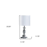 23" Silver Crystal Standard Table Lamp With White Classic Drum Shade Table Lamp - Tuesday Morning-Table Lamps