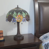 23" Stained Glass Two Light Jeweled Flowery Accent Table Lamp - Tuesday Morning-Table Lamps