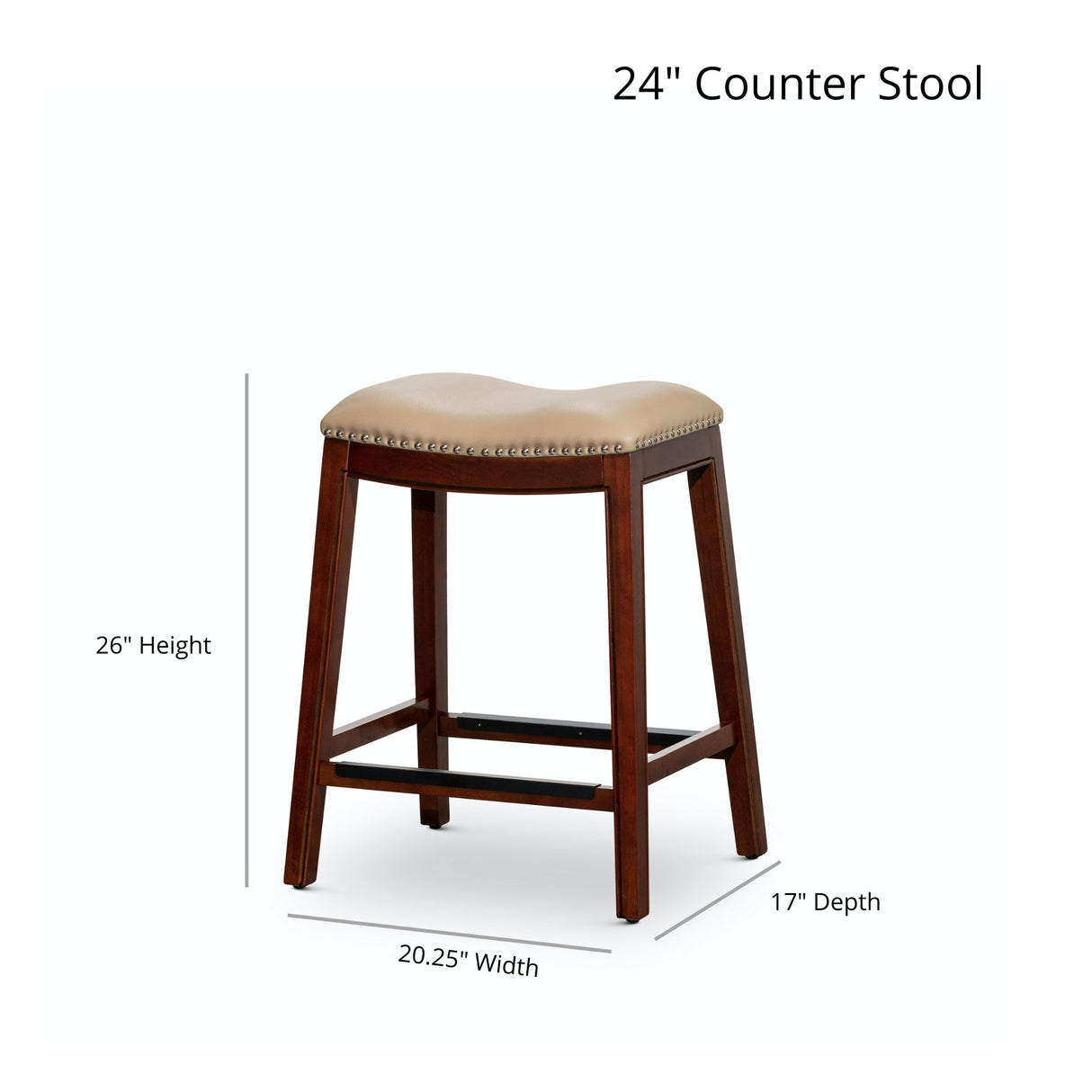 24" Counter Height Saddle Stool, Weathered Gray Finish, Black Leather Seat - Tuesday Morning-Chairs & Seating