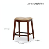 24" Counter Height Saddle Stool, Weathered Gray Finish, Black Leather Seat - Tuesday Morning-Chairs & Seating