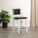 24-counter-stool,-antique-white-finish,-black-leather-seat-Table-&-Bar-Stools