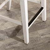 24" Counter Stool, Antique White Finish, Black Leather Seat - Tuesday Morning-Chairs & Seating