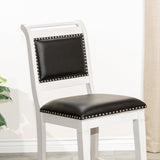24" Counter Stool, Antique White Finish, Black Leather Seat - Tuesday Morning-Chairs & Seating
