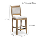 24" Counter Stool, Antique White Finish, Black Leather Seat - Tuesday Morning-Chairs & Seating