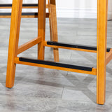 24" Counter Stool, Natural Finish, Saddle Leather Seat - Tuesday Morning-Chairs & Seating