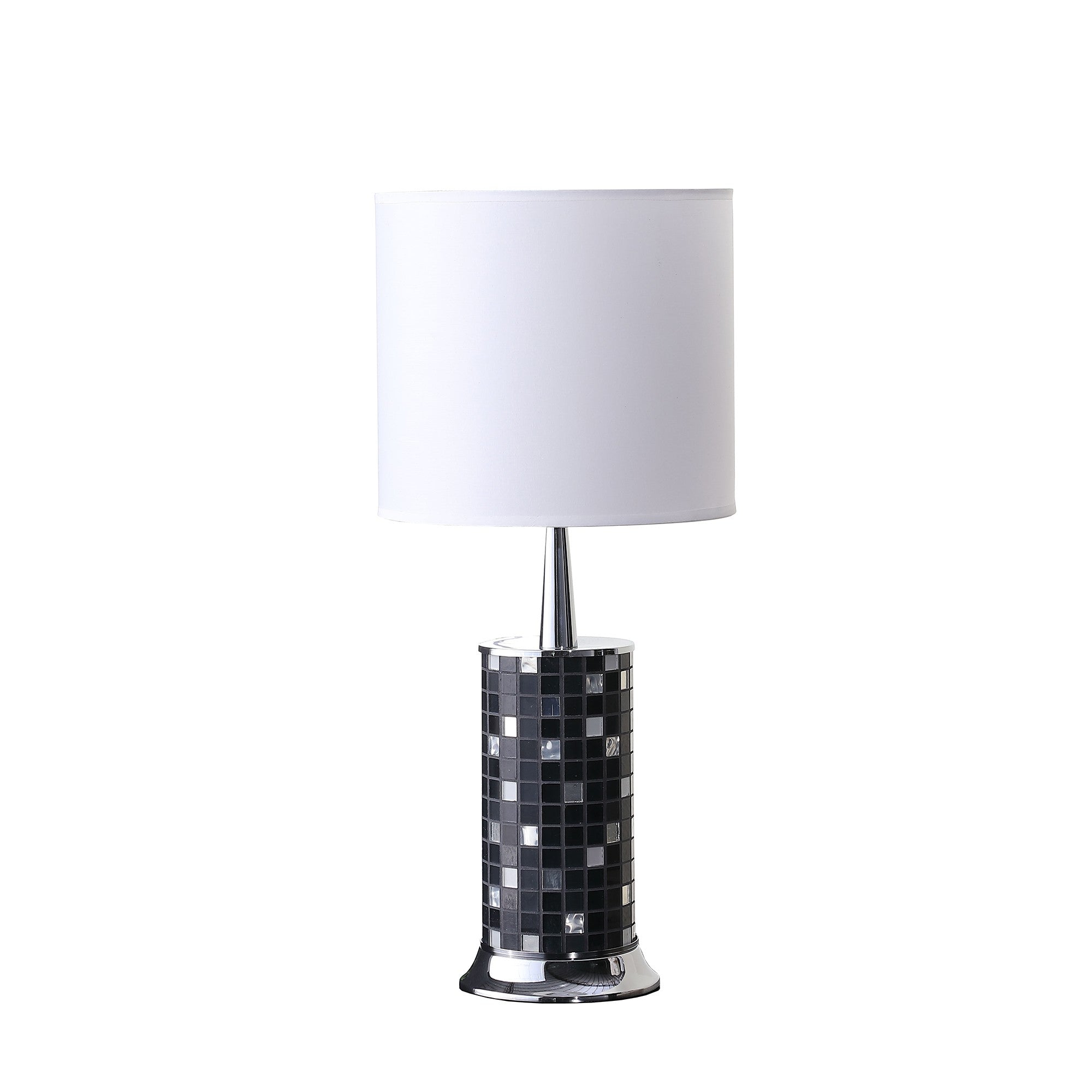 24" Silver Bedside Table Lamp With White Drum Shade - Tuesday Morning-Table Lamps