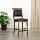 24-stool,-weathered-gray-finish,-black-leather-seat-Table-&-Bar-Stools