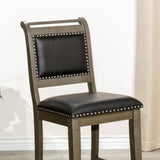24" Stool, Weathered Gray Finish, Black Leather Seat - Tuesday Morning-Chairs & Seating