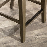 24" Stool, Weathered Gray Finish, Black Leather Seat - Tuesday Morning-Chairs & Seating