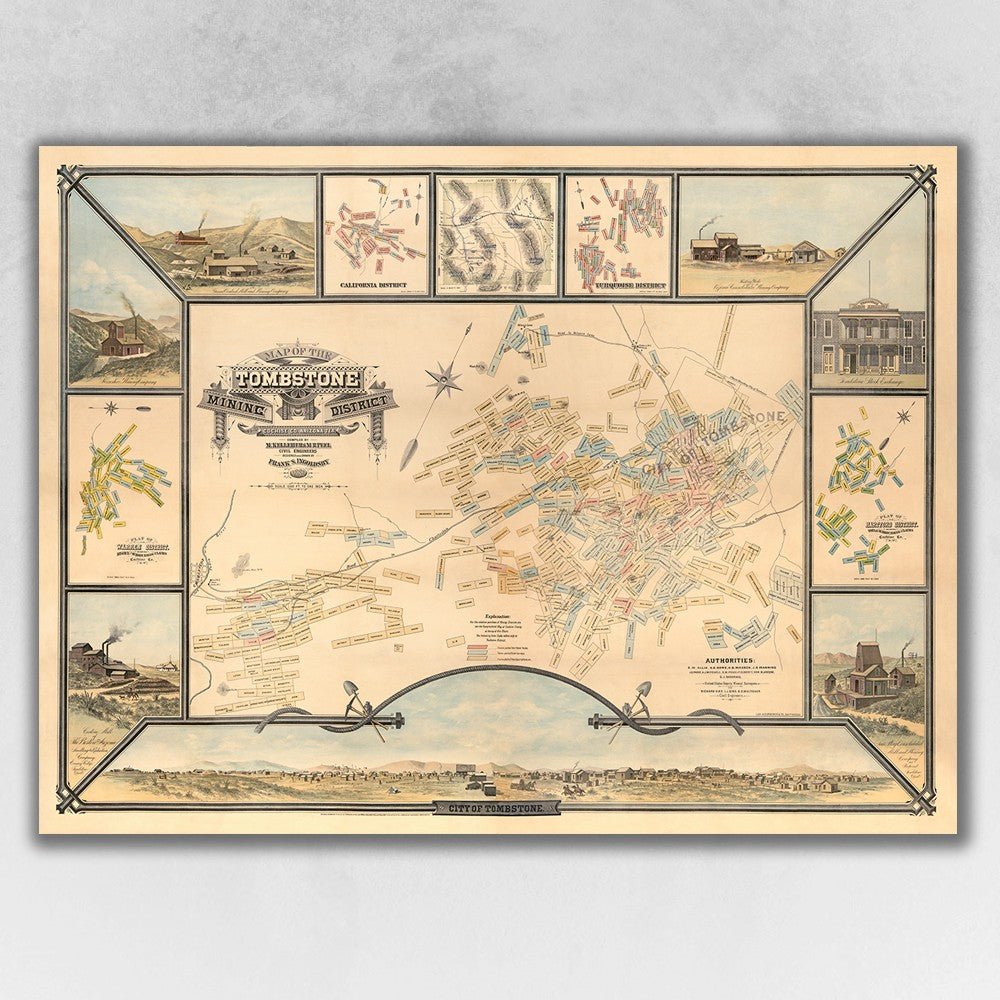 24" X 32" Map Of Tombstone Mining District Vintage Travel Poster Wall Art - Tuesday Morning-Wall Art