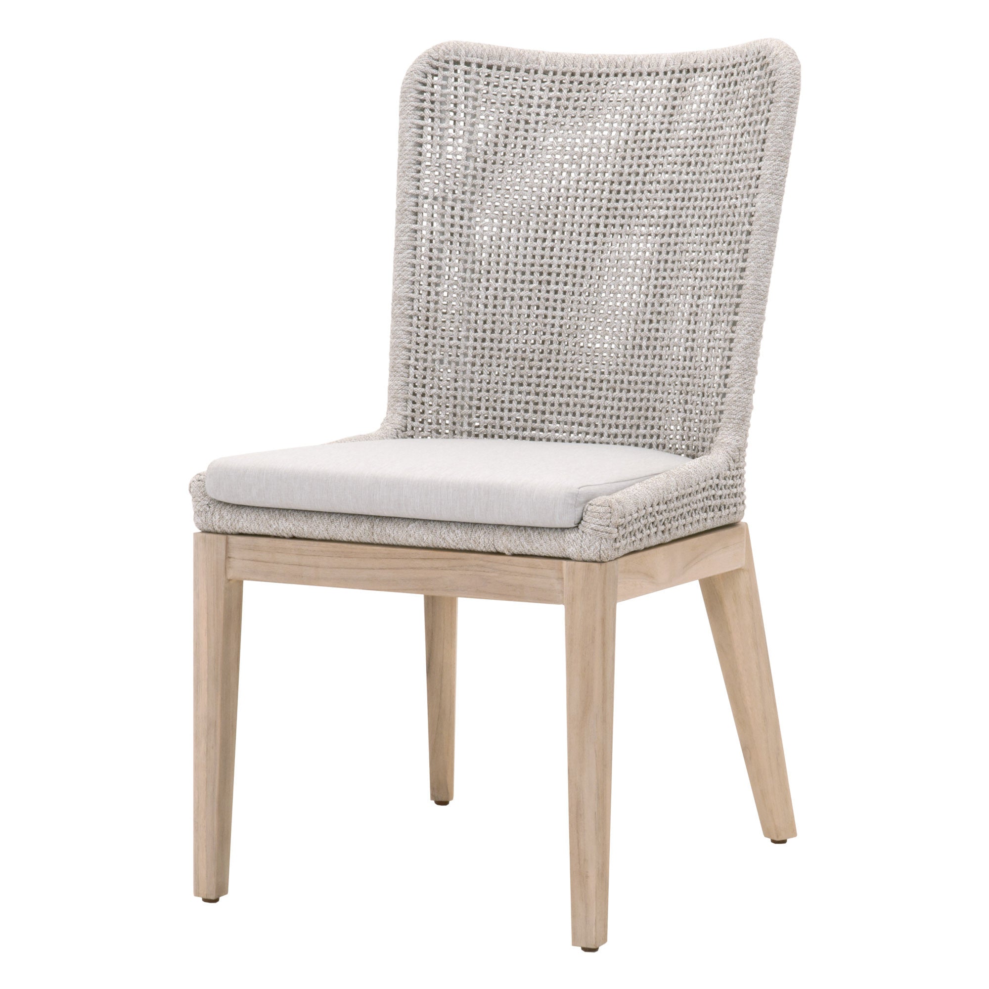 25" Set Of Two Taupe And Natural Solid Wood Dining Chair With Gray Cushion - Tuesday Morning-Outdoor Chairs