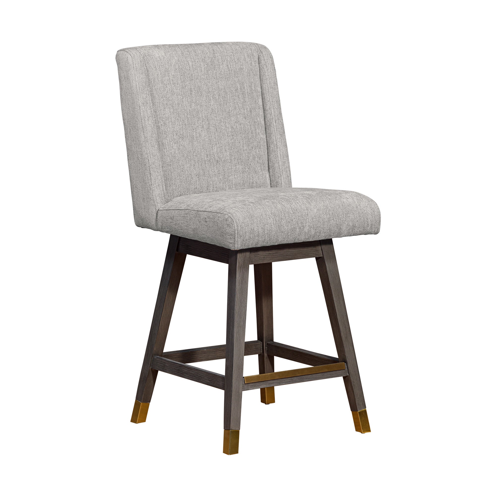 26" Mocha And Gray Solid Wood Swivel Bar Chair - Tuesday Morning-Bar Chairs