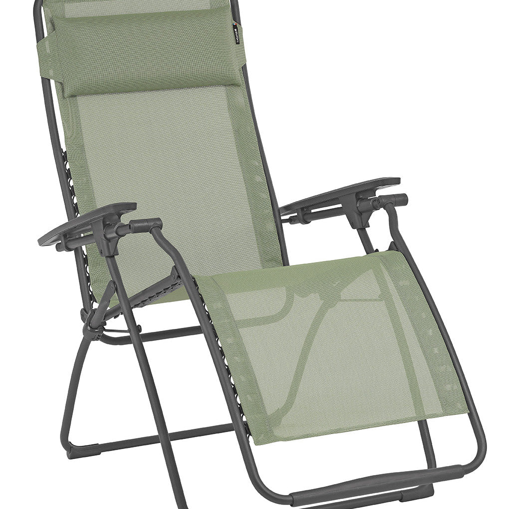 28" Beige and Gray Metal Zero Gravity Chair - Tuesday Morning-Outdoor Chairs