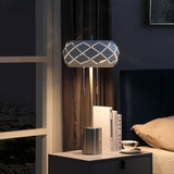 28" Silver Metal Table Lamp With Geometric Laser Cut Metal Shade - Tuesday Morning-Table Lamps