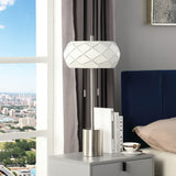 28" Silver Metal Table Lamp With Geometric Laser Cut Metal Shade - Tuesday Morning-Table Lamps