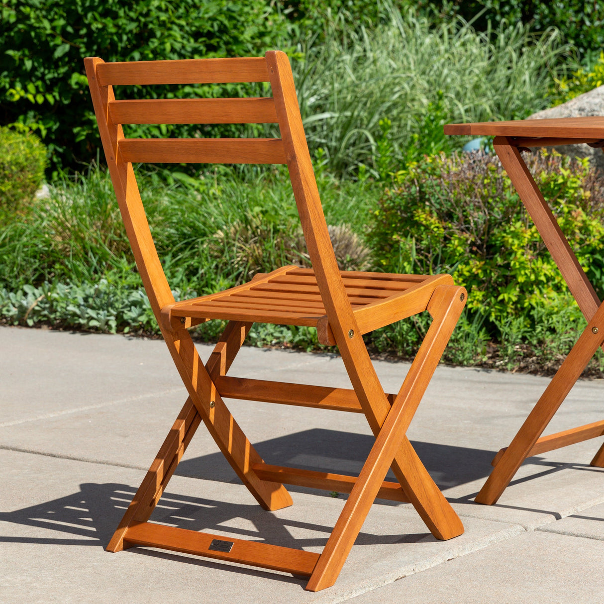 3-Piece Outdoor Bistro Set, Square, Natural Oil - Tuesday Morning-Furniture | Outdoor Furniture | Outdoor Furniture Sets