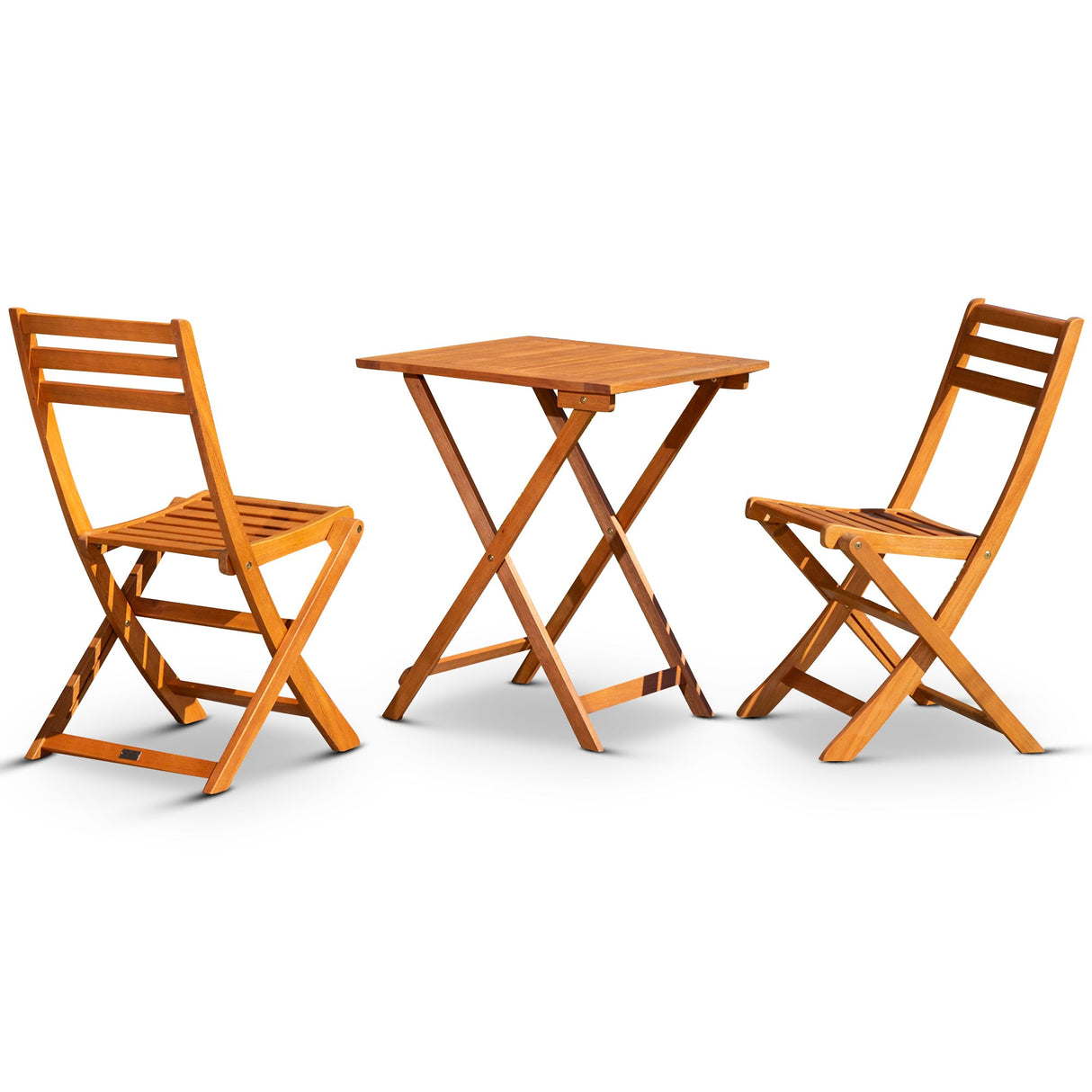 3-Piece Outdoor Bistro Set, Square, Natural Oil - Tuesday Morning-Furniture | Outdoor Furniture | Outdoor Furniture Sets