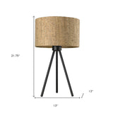 21.8" Matte Black Cork Shade Table Lamp