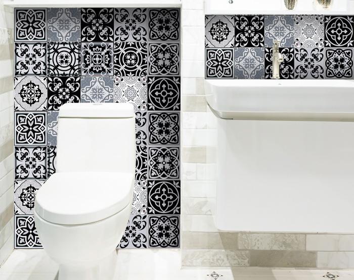 4" X 4" Black White and Gray Mosaic Peel and Stick Tiles - Tuesday Morning-Peel and Stick Tiles