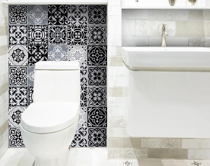 4" X 4" Black White and Gray Mosaic Peel and Stick Tiles - Tuesday Morning-Peel and Stick Tiles