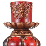 20" Brown and Red Faux Marble Tabletop Candle Holder and Candle