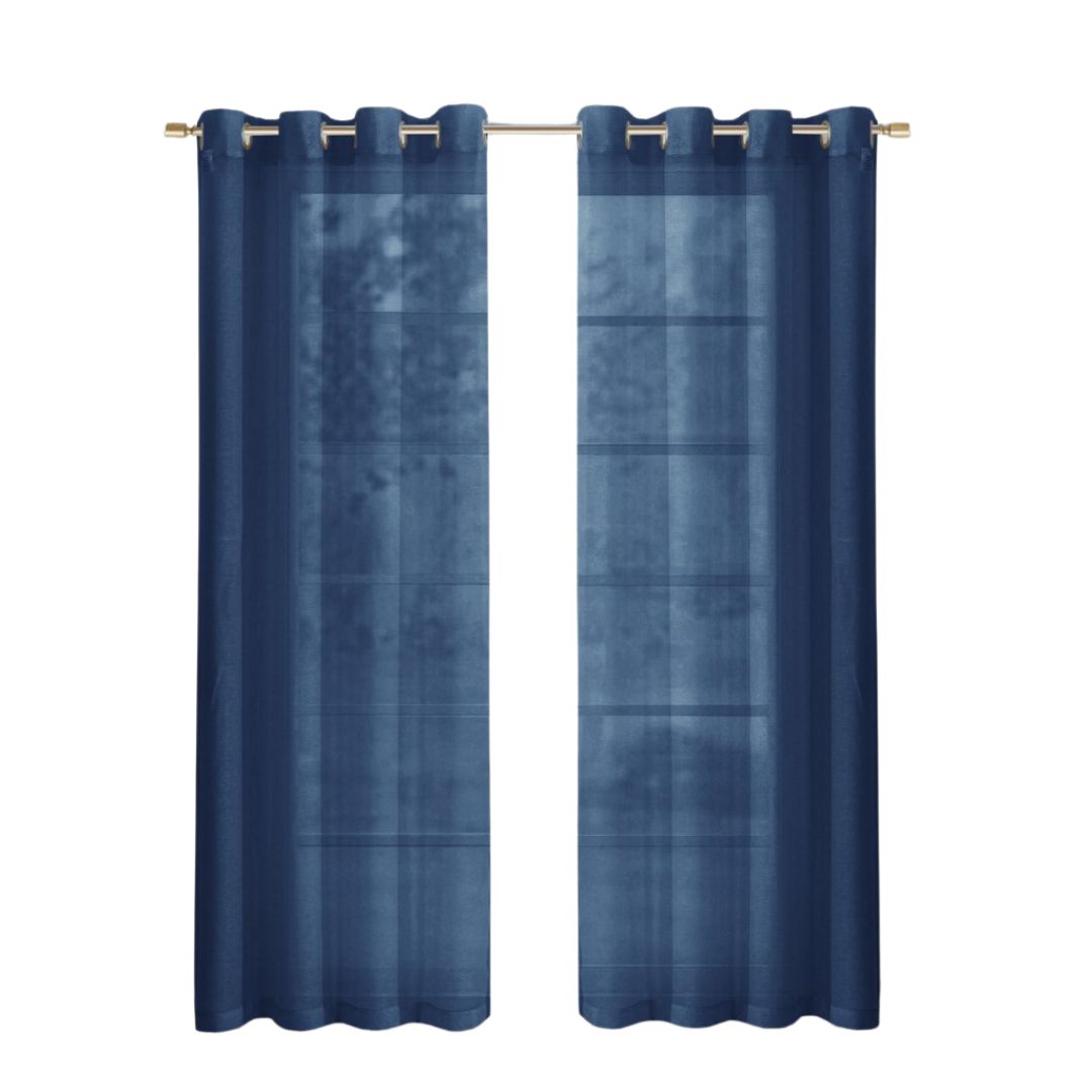 Set of Two 84"  Blue Solid Modern Window Panels